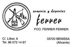 Horario de apertura Armeria y Deportes Ferrer, Benissa