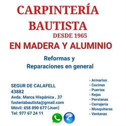 Horario de apertura Carpinteria Bautista S.C.P., Segur de Calafell
