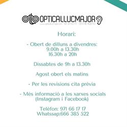Horario de apertura Óptica Llucmajor, 