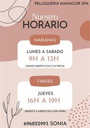 Horario de apertura Manacor Peluqueria Estetica y Complementos, Fraga