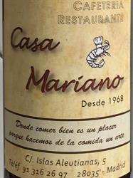 Casa Mariano en Madrid (Fuencarral-El Pardo) - Horario de apertura