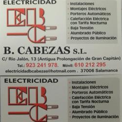 Horario de apertura Electricidad B. Cabezas S.l., Salamanca