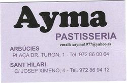 Horario de apertura Ayma Pastisseria i Pizzeria S.l., Arbucies
