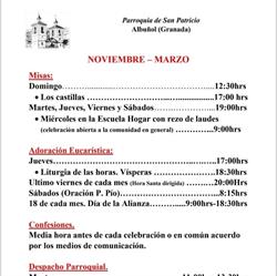 Horario de apertura Parroquia de San Patricio, Albuñol