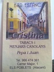 Horario de apertura Bar Cristina, Els Poblets