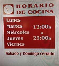 Horario de apertura Restaurante Lo Nuestro, Buzanada
