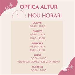 Horario de apertura Optica Altur, Simat de la Valldigna
