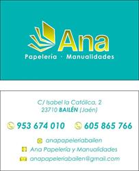 Horario de apertura Papeleria Librería Ana, Bailén