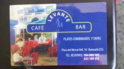 Horario de apertura Bar Levante, Benicarló
