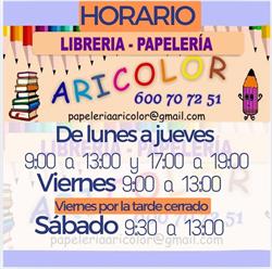 Horario de apertura Cb Libreria Papeleria Aricolor, Villa de Arico