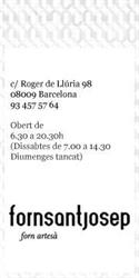 Forn Sant Josep en Barcelona (Eixample) - Horario de apertura