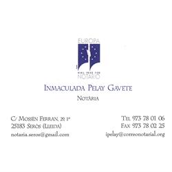 Horario de apertura Notaria Inmaculada Pelay Gavete - Notaria de Seròs, Serós