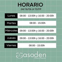 Clínica Dental Asoden S.L.P en Vigo (Teis) - Horario de apertura