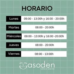 Clínica Dental Asoden S.L.P en Vigo (Teis) - Horario de apertura