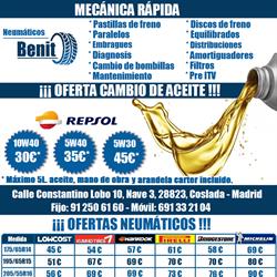 Horario de apertura Neumaticos Benito, Coslada