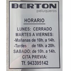 Horario de apertura Berton Peluqueros, Donostia-San Sebastián