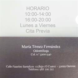 Horario de apertura Clínica Dental María Témez, Ourense