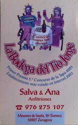Horario de apertura Bar restaurante La bodega del tío Jorge, Zaragoza