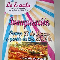 Horario de apertura Bar Restaurante La Escuela Cegoñal, 