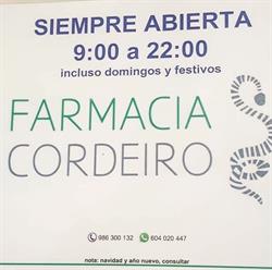 Horario de apertura Farmacia María Antonia Cordeiro López, Cangas