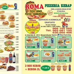 Horario de apertura Roma Pizzería Kebap, Mutxamel
