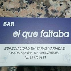 Horario de apertura Bar El que faltaba, Martorell