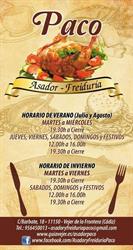 Horario de apertura Asador y Freiduría Paco, Vejer de la Frontera
