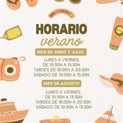 Horario de apertura Miel y Limon. Moda infantil, Librilla
