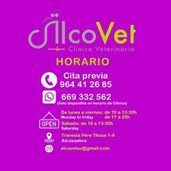 Horario de apertura AlcoVet Clínica Veterinària Alcossebre, 