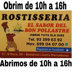 Horario de apertura Rostisseria El Sabor Del Bon Pollastre, Badalona