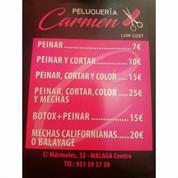 Peluquería Carmen en Málaga (Distrito Centro) - Horario de apertura