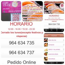 Horario de apertura Dongsushi, Castellón de la Plana