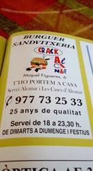Horario de apertura Burguer Crack, Alcanar