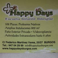 Horario de apertura Guardería Happy Days, Burgos
