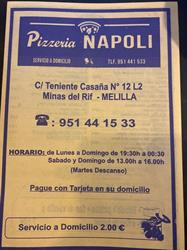 Horario de apertura Pizzería Napoli, Melilla
