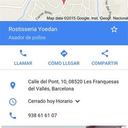 Horario de apertura Rostisseria Yoedan, Corro d'Avall