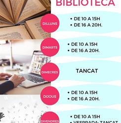 Horario de apertura Biblioteca Pública d'Almoines, 