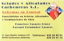 Horario de apertura Solados Y Alicatados Carboneras Sl, 