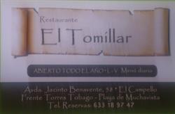Horario de apertura El Tomillar, Alicante