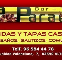 Horario de apertura Bar Tapas La Paraeta, Altea