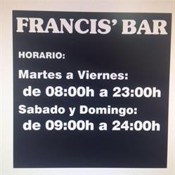 Horario de apertura Francis'bar, Viladecans