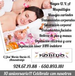 Horario de apertura Kobido, centro de belleza, terapias manuales y decoración corporal, Almendralejo