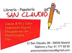Horario de apertura Papelería San Claudio, Madrid