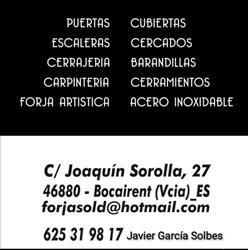Horario de apertura FORJASOLD cb, Bocairent