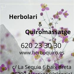 Horario de apertura Herbolari-quiromassatge en Alcàsser Valencia, 