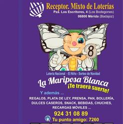 Horario de apertura La Mariposa Blanca. Loterías Mérida, 