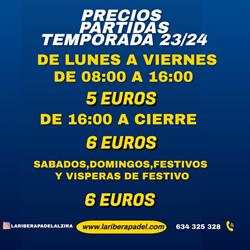 Horario de apertura La Ribera Pàdel (Alzira - Valencia),