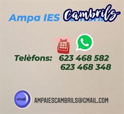Horario de apertura AMPA IES Cambrils, 