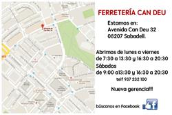 Horario de apertura Ferreteria Can Deu, Sabadell