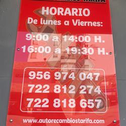 Horario de apertura Auto-recambios Tarifa, 